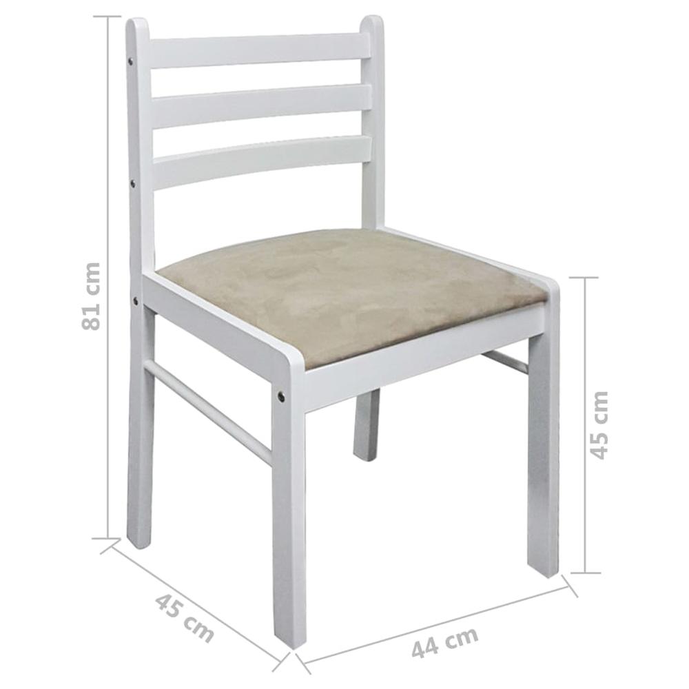 Dining Chairs 4 pcs White Solid Rubber Wood and Velvet. Picture 5