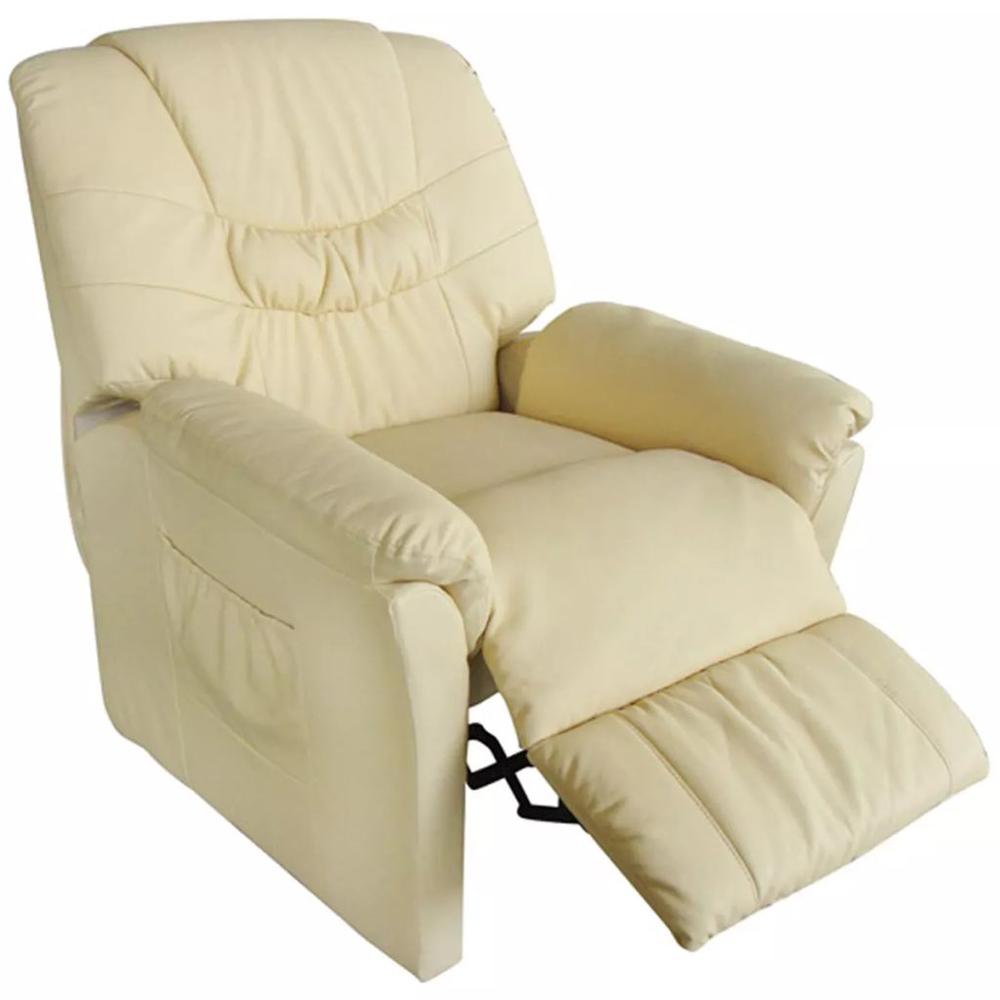 vidaXL Massage Chair Cream Faux Leather, 241891. Picture 1
