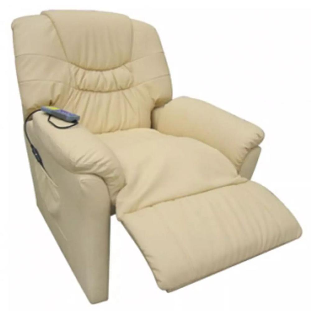 vidaXL Massage Chair Cream Faux Leather, 241891. Picture 4