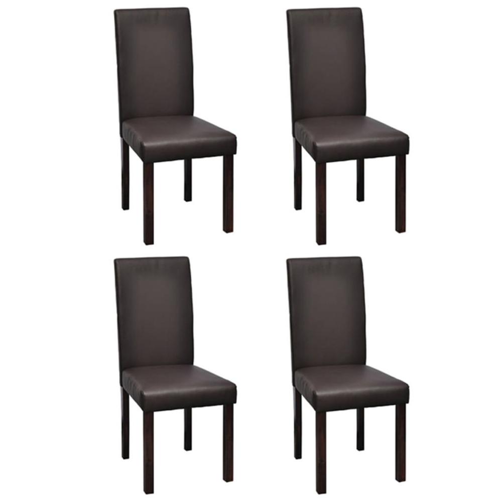 vidaXL Dining Chairs 4 pcs Brown Faux Leather, 241896. Picture 1