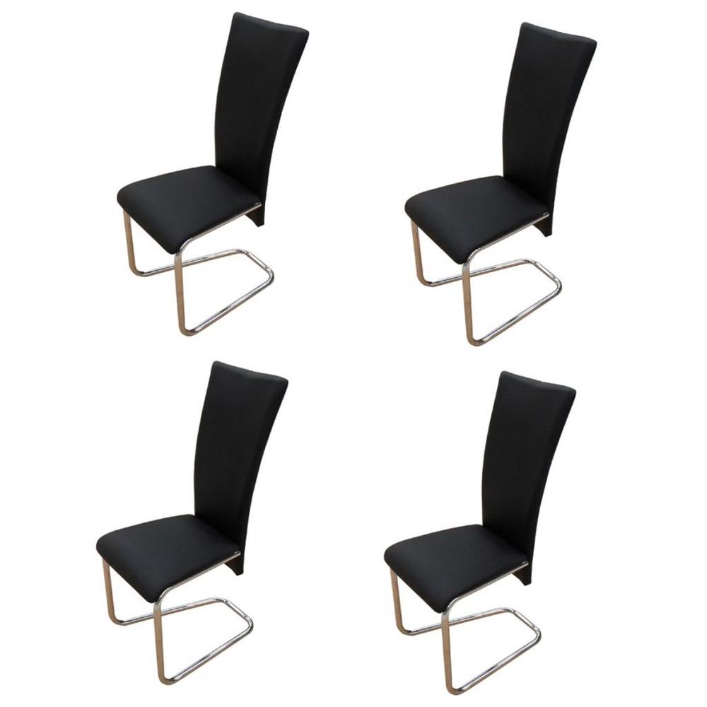 vidaXL Dining Chairs 4 pcs Black Faux Leather, 241915. Picture 2