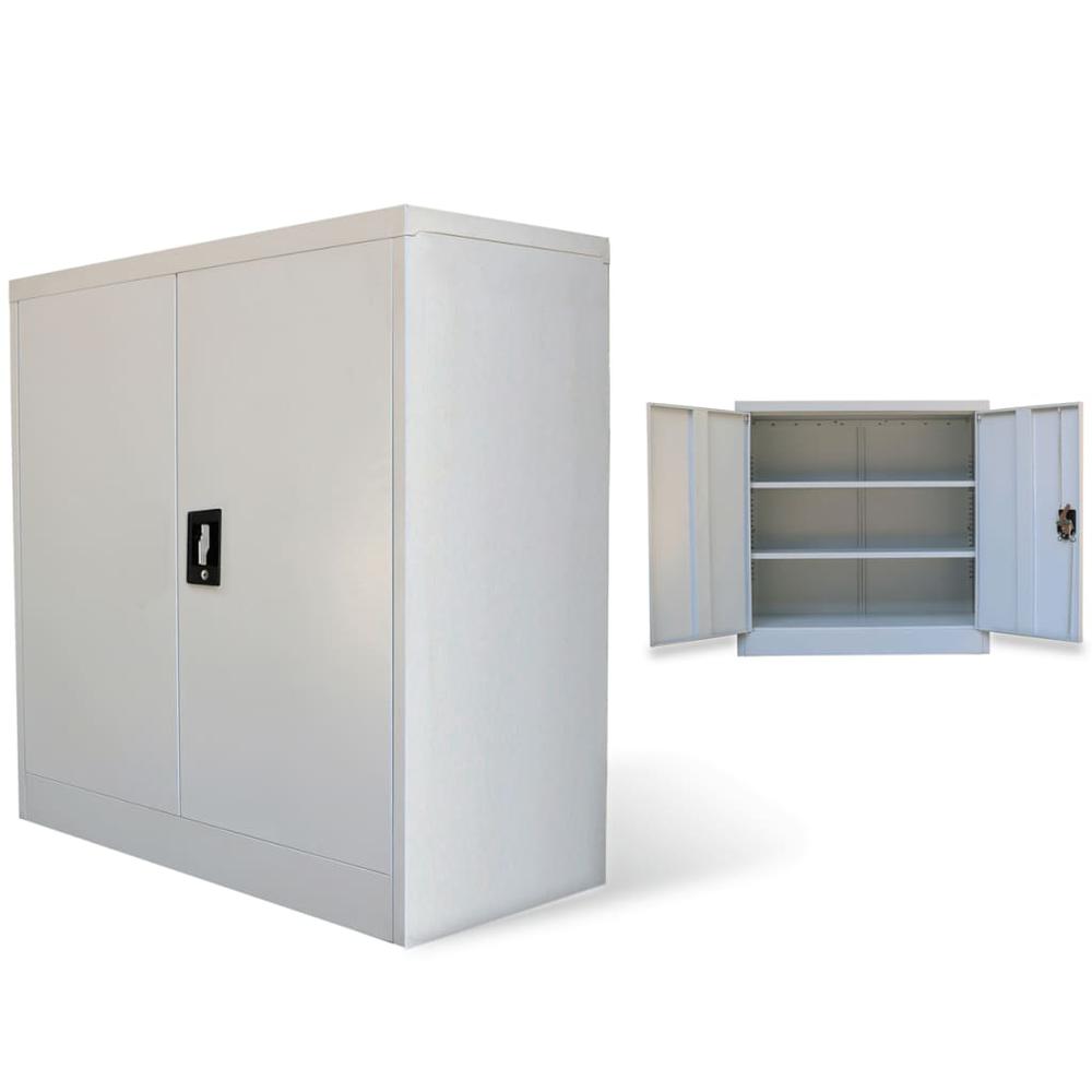 vidaXL Office Cabinet with 2 Doors Gray 35.4â€ Steel, 20114. Picture 1