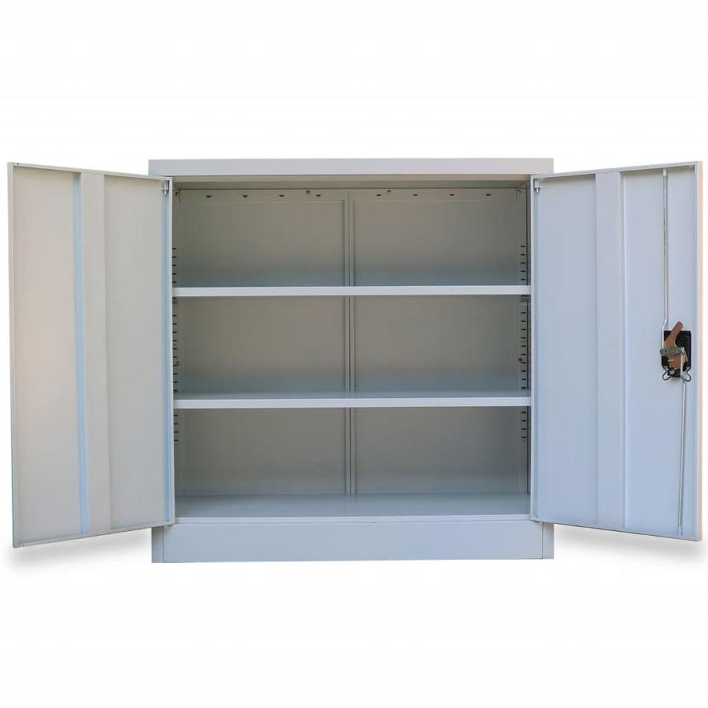 vidaXL Office Cabinet with 2 Doors Gray 35.4â€ Steel, 20114. Picture 6