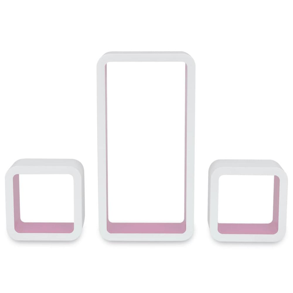 3 White-Pink MDF Floating Wall Display Shelf Cubes Book/DVD Storage, 242168. Picture 6