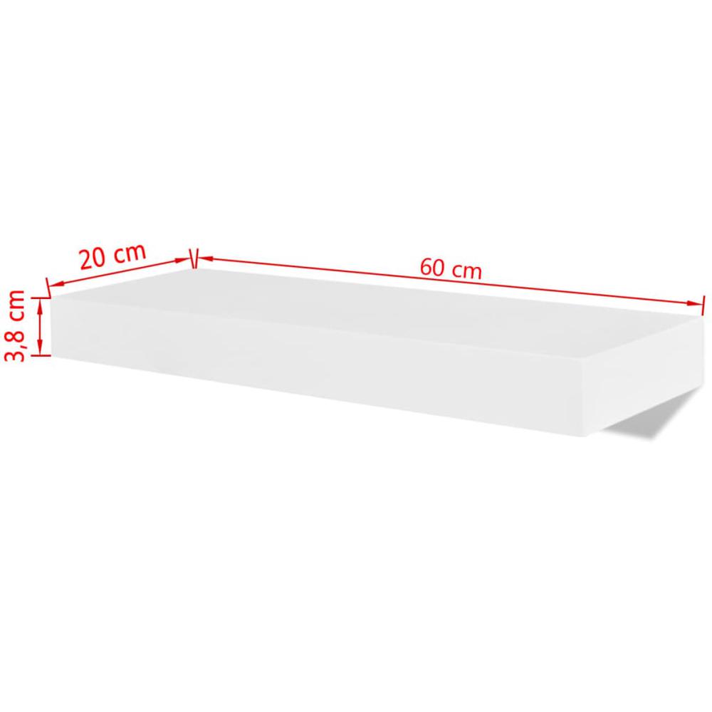 2 White MDF Floating Wall Display Shelves Book/DVD Storage, 242183. Picture 5