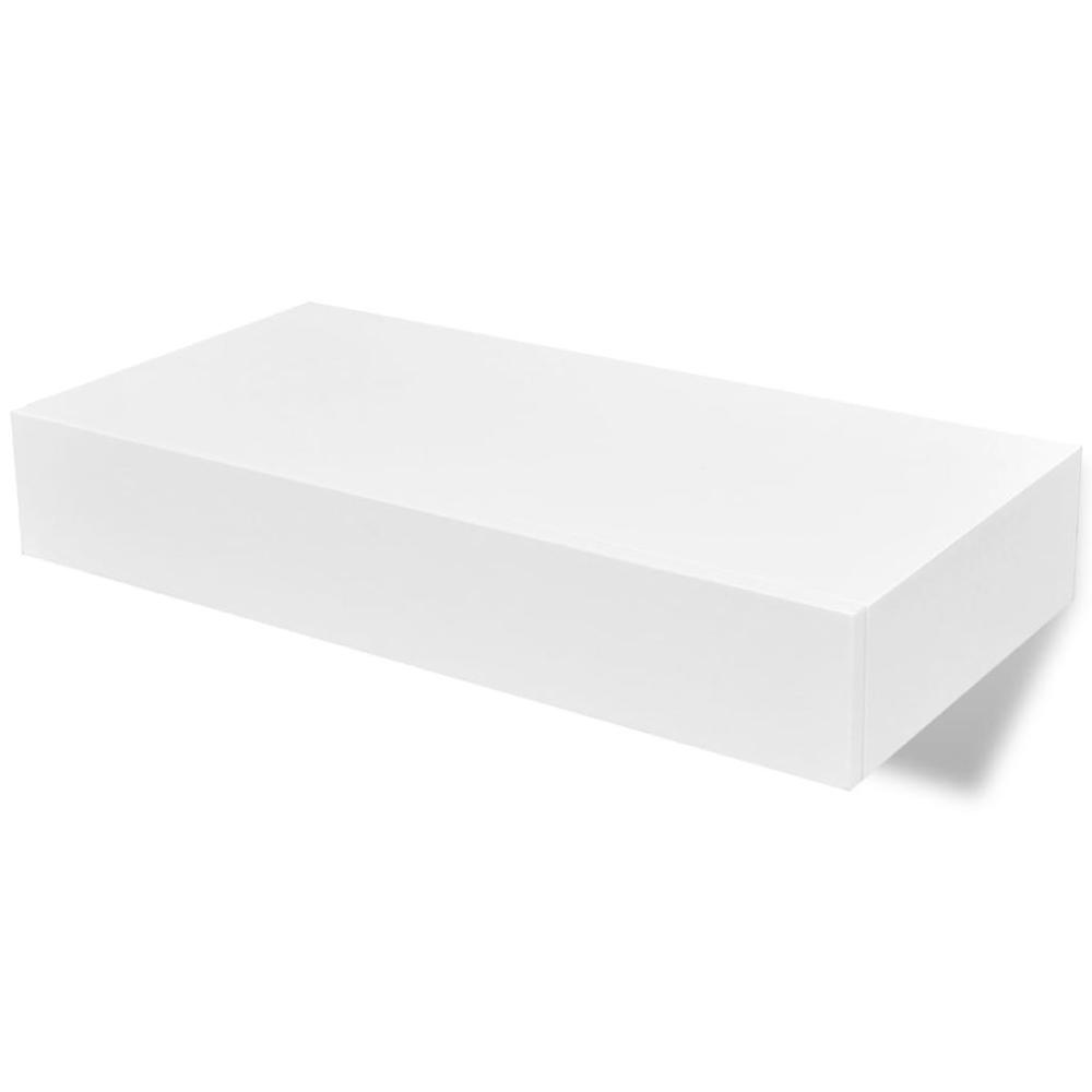 White MDF Floating Wall Display Shelf 1 Drawer Book/DVD Storage, 242187. Picture 4