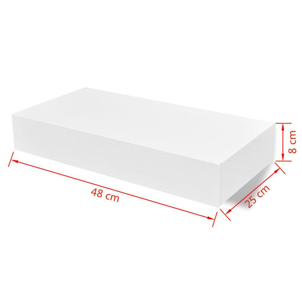 White MDF Floating Wall Display Shelf 1 Drawer Book/DVD Storage, 242187. Picture 6