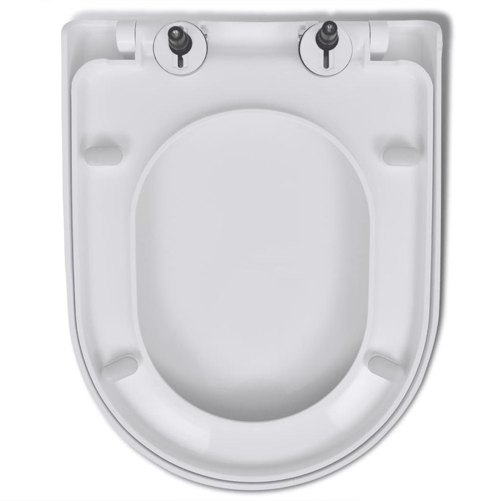 vidaXL Soft-close Toilet Seat with Quick-release Design White Square. Picture 6
