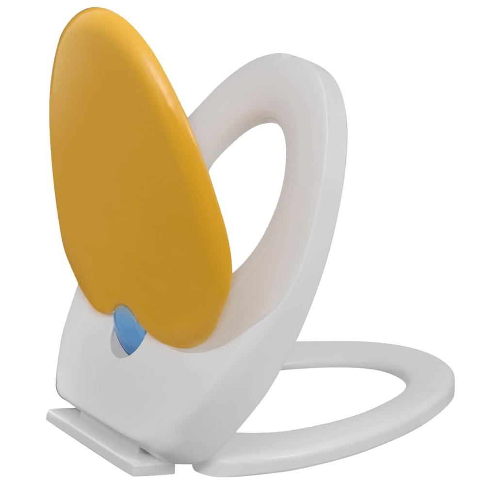 vidaXL White & Yellow Soft-close Toilet Seat Adults/Children. Picture 7