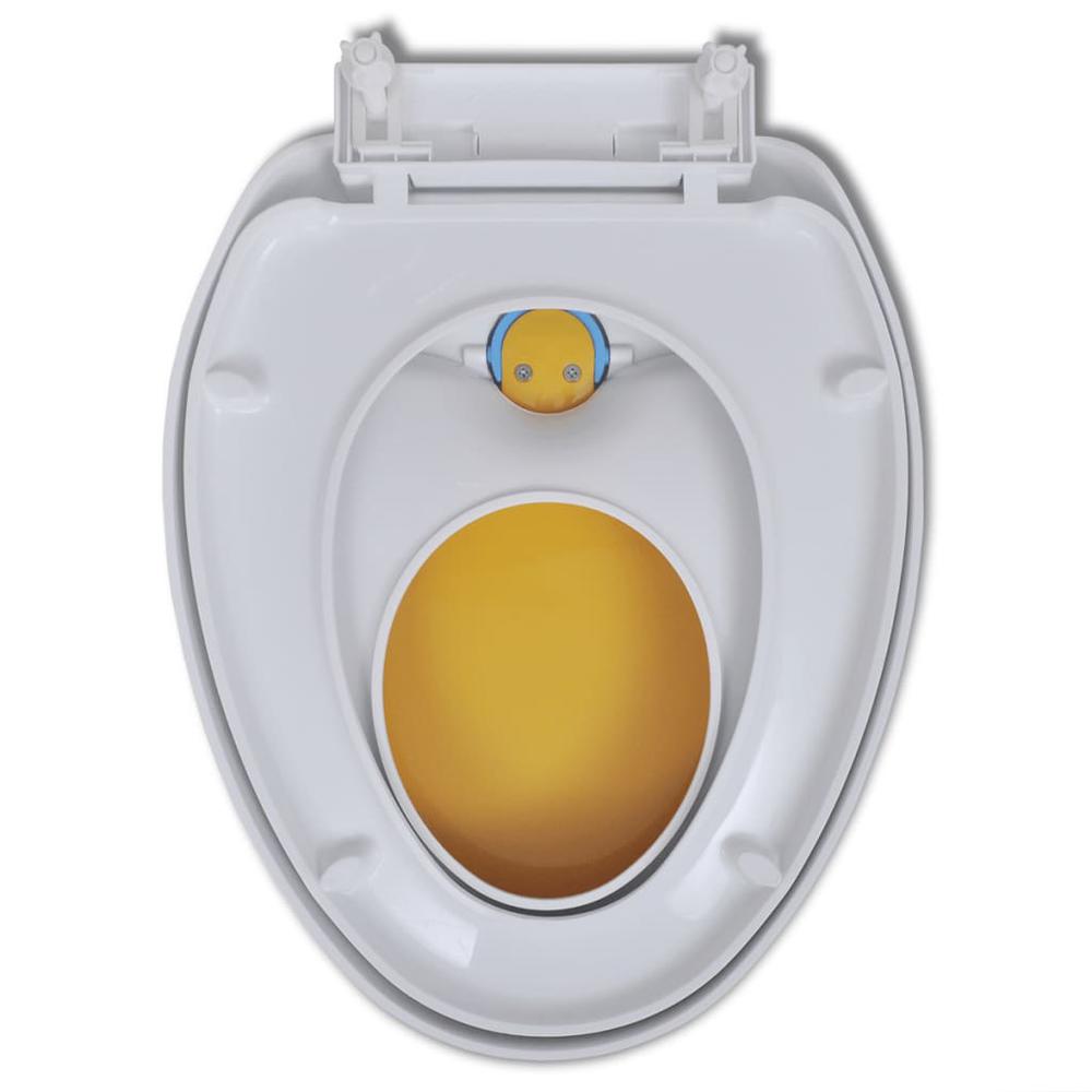 vidaXL White & Yellow Soft-close Toilet Seat Adults/Children. Picture 10