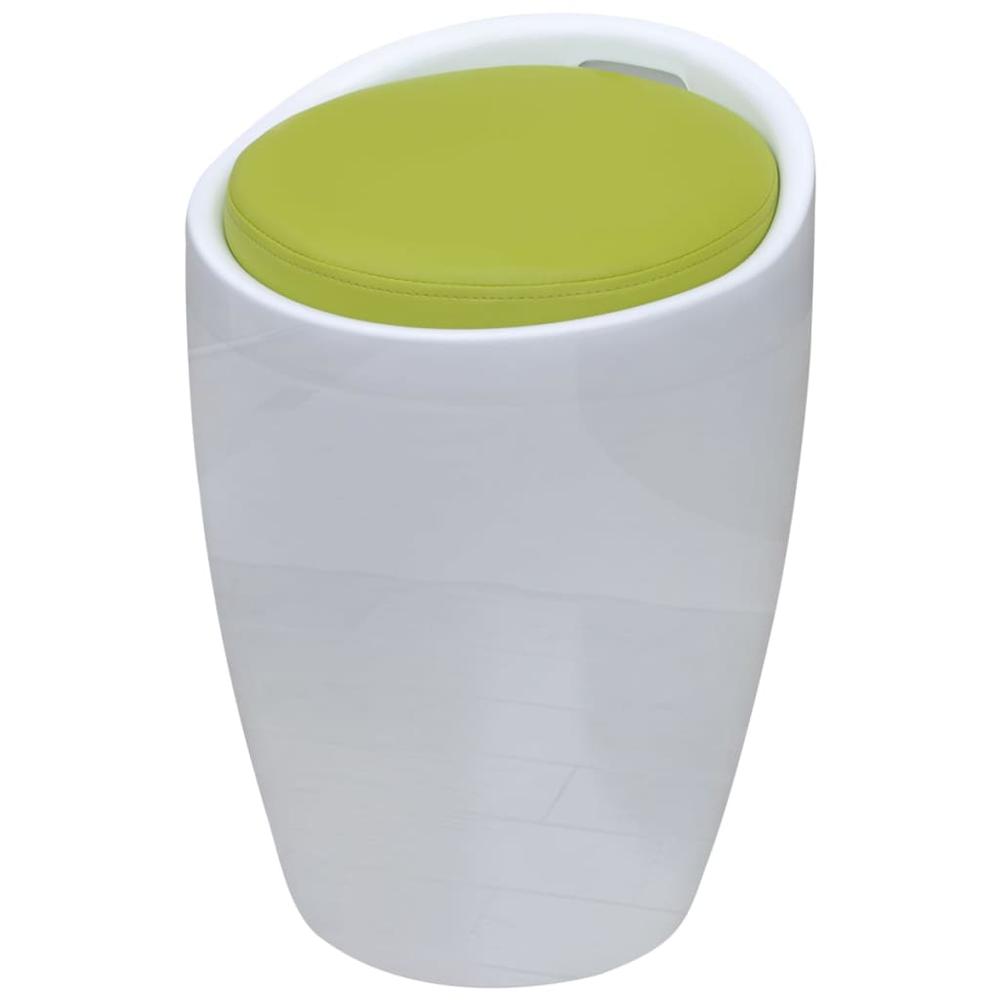 vidaXL Stool White and Green Faux Leather, 242245. Picture 1