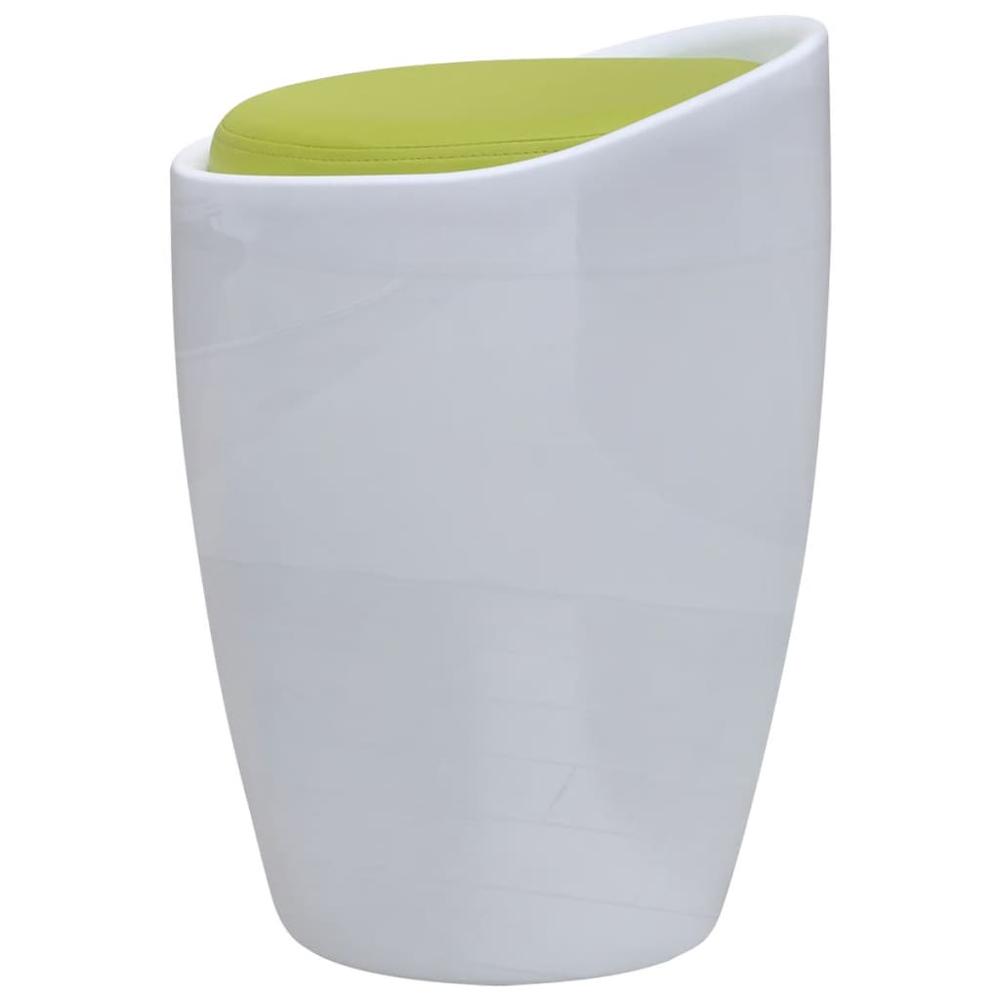 vidaXL Stool White and Green Faux Leather, 242245. Picture 2