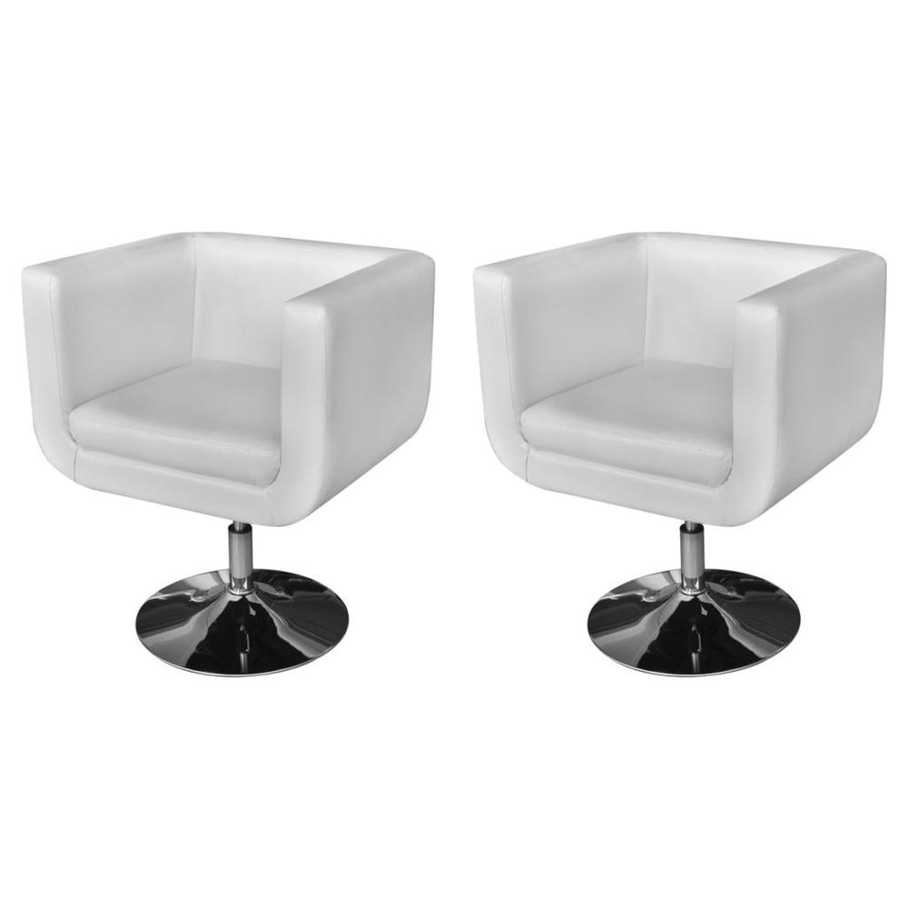 vidaXL Armchairs with Chrome Base 2 pcs White Faux Leather, 272097. Picture 1