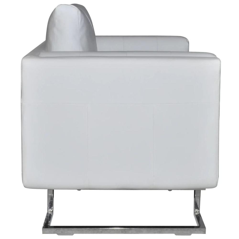 vidaXL Cube Armchair White Leather, 242525. Picture 5