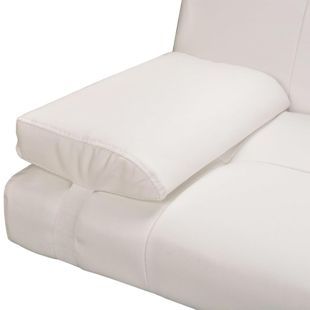 vidaXL Sofa Bed with Two Pillows Artificial Leather Adjustable Cream White, 242535. Picture 7