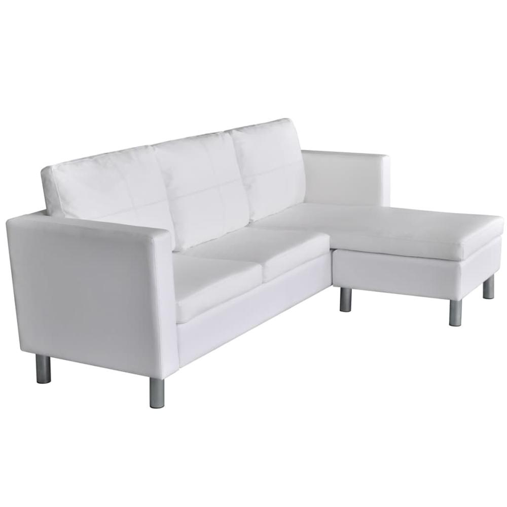 vidaXL Sectional Sofa 3-Seater Artificial Leather White, 242537. Picture 4
