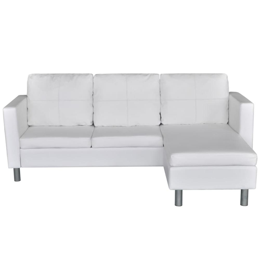 vidaXL Sectional Sofa 3-Seater Artificial Leather White, 242537. Picture 5