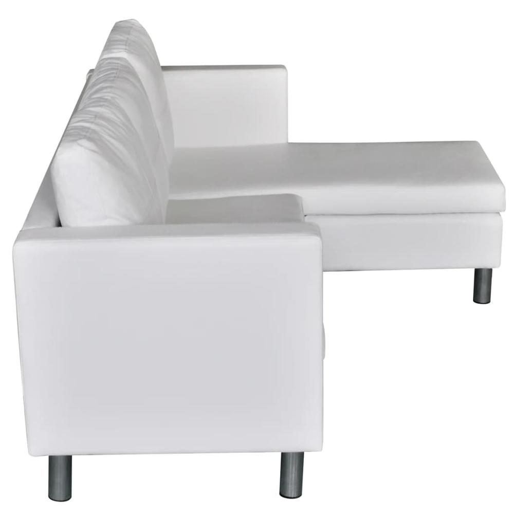 vidaXL Sectional Sofa 3-Seater Artificial Leather White, 242537. Picture 6