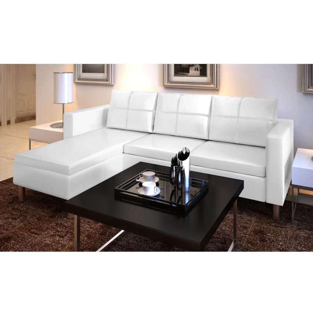 vidaXL Sectional Sofa 3-Seater Artificial Leather White, 242537. The main picture.