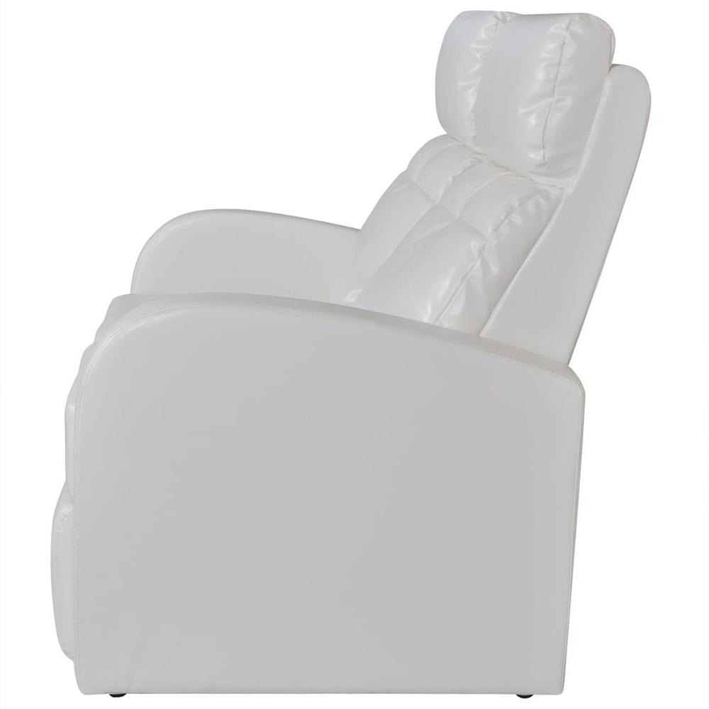 vidaXL 2-Seater Home Theater Recliner Sofa White Faux Leather, 242539. Picture 3