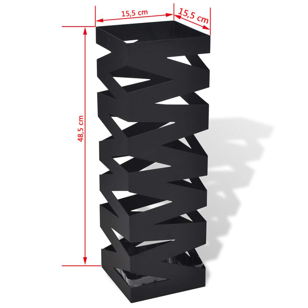 vidaXL Black Square Umbrella Stand Storage Holder Walking Stick Steel 19.1". Picture 5