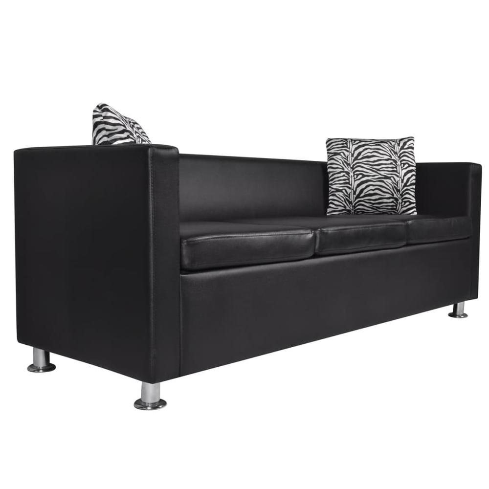 vidaXL Sofa Set Artificial Leather 3-Seater 2-Seater Armchair Black, 272179. Picture 4