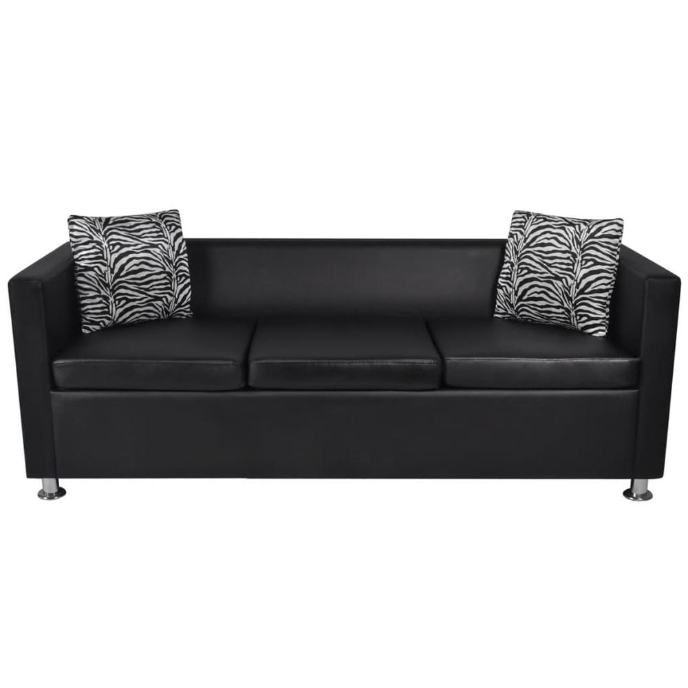 vidaXL Sofa Set Artificial Leather 3-Seater 2-Seater Armchair Black, 272179. Picture 5