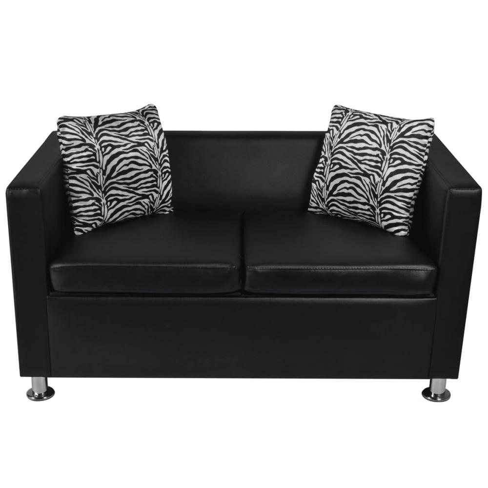 vidaXL Sofa Set Artificial Leather 3-Seater 2-Seater Armchair Black, 272179. Picture 7