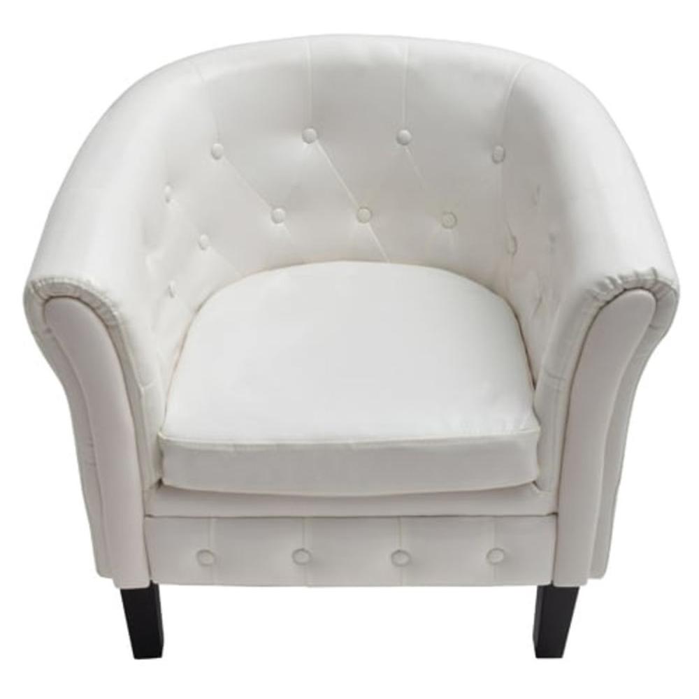 vidaXL Tub Chair White Faux Leather, 242580. Picture 2