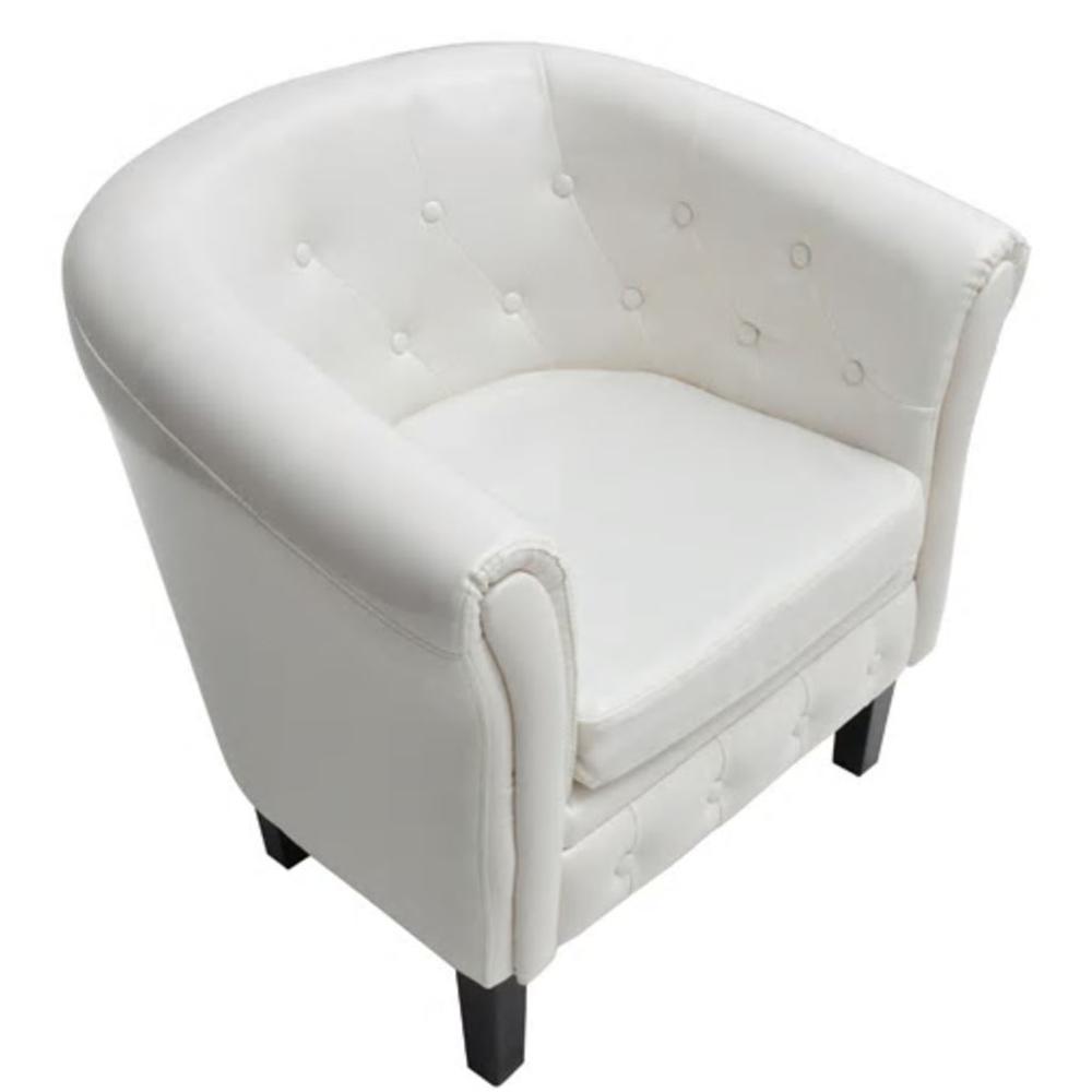 vidaXL Tub Chair White Faux Leather, 242580. Picture 4
