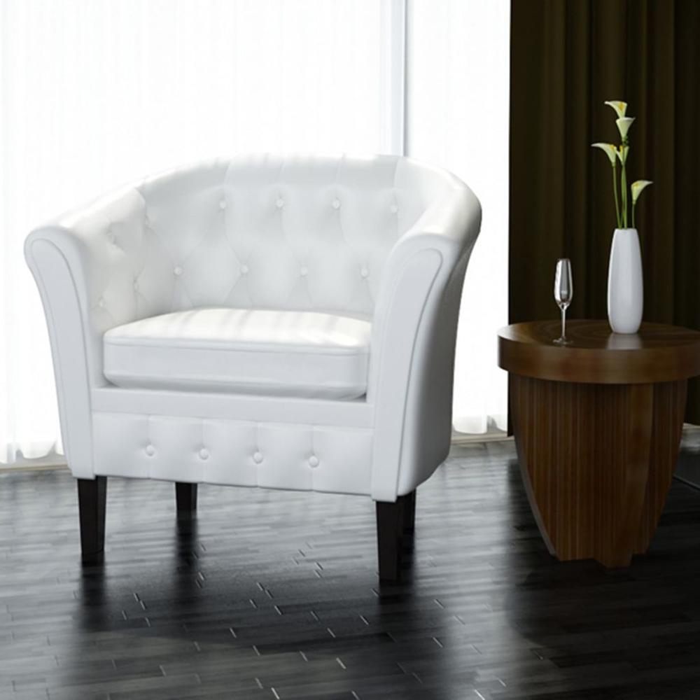 vidaXL Tub Chair White Faux Leather, 242580. The main picture.