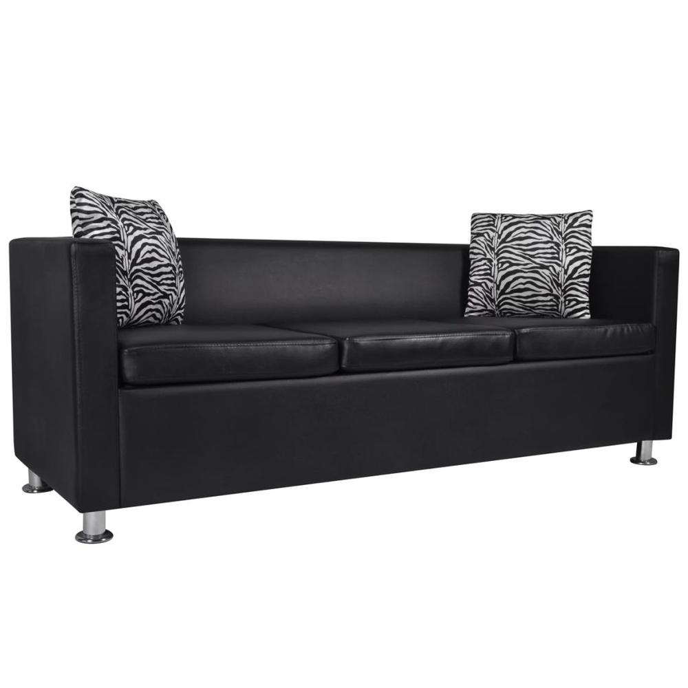 Artificial Leather 3-Seater Sofa Black, 242648. The main picture.