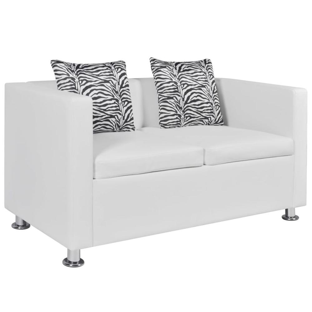 vidaXL Sofa 2-Seater Artificial Leather White, 242652. The main picture.