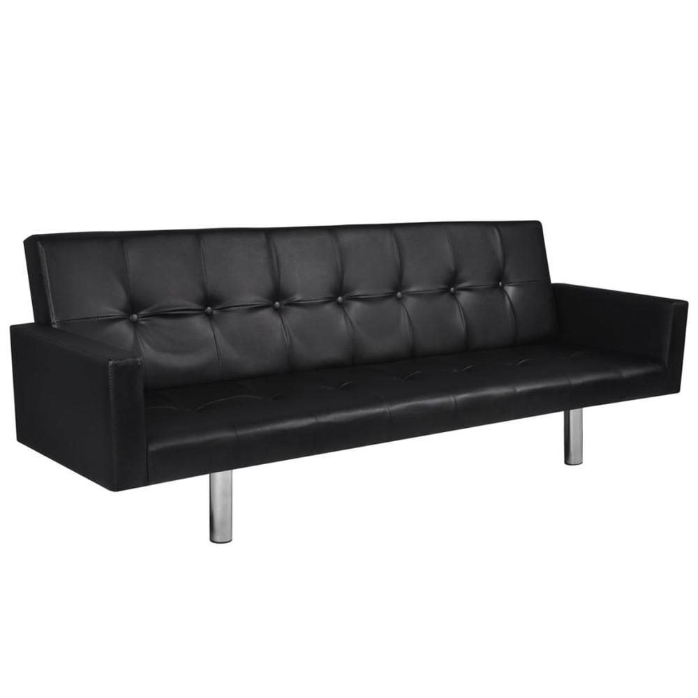vidaXL Sofa Bed with Armrest Black Artificial Leather, 242654. The main picture.