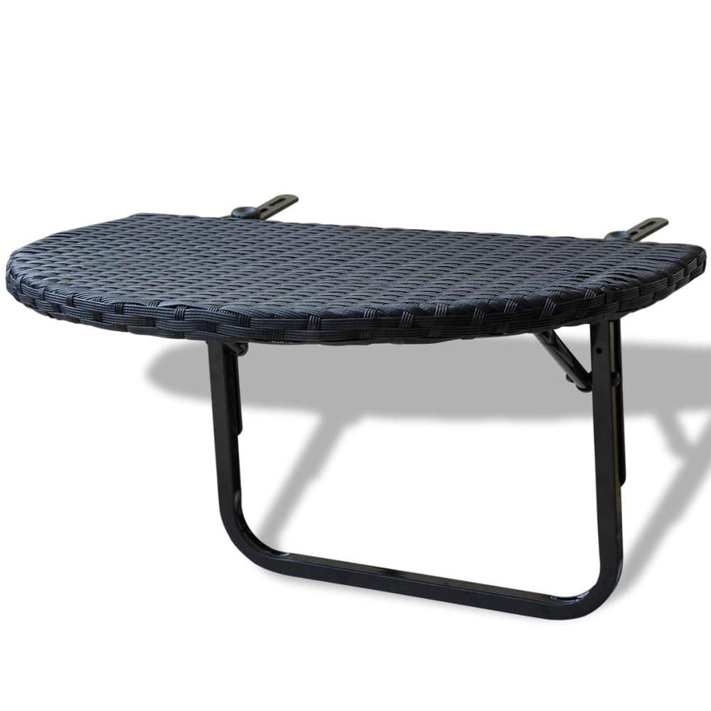 vidaXL Balcony Table 23.6"x23.6"x12.5" Black Poly Rattan, 41789. Picture 1