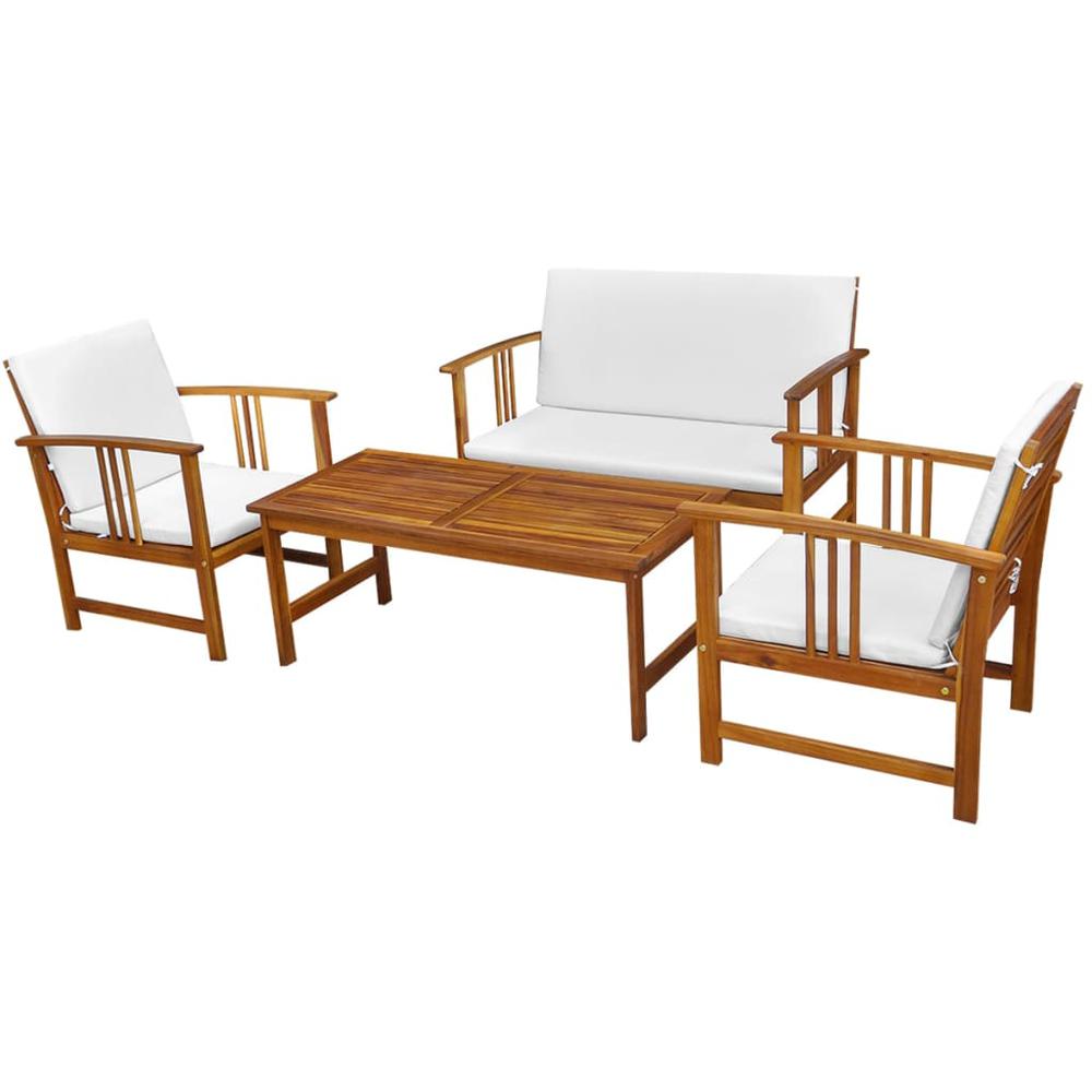 4 Piece Patio Lounge Set with Cushions Solid Acacia Wood. Picture 10