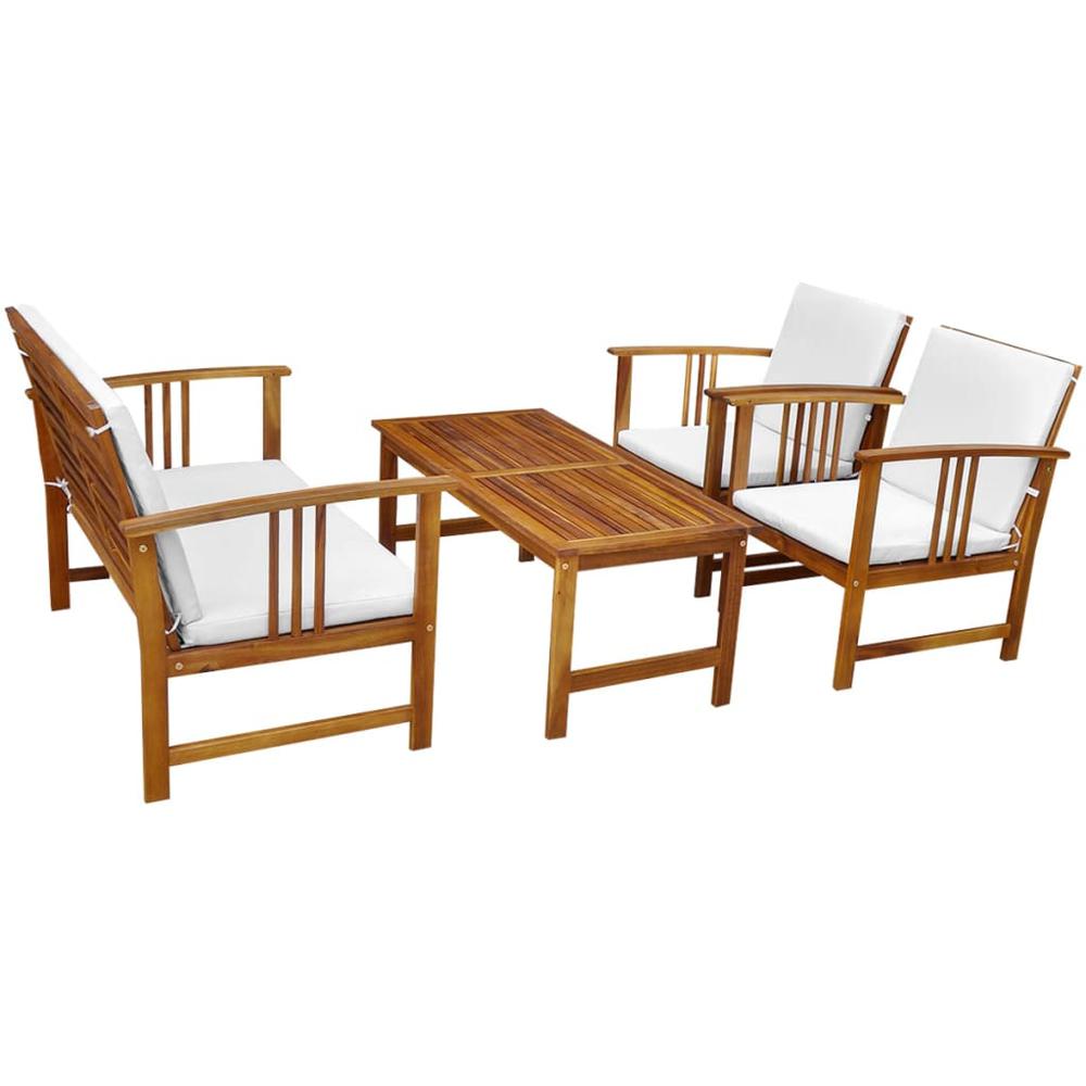 4 Piece Patio Lounge Set with Cushions Solid Acacia Wood. Picture 1