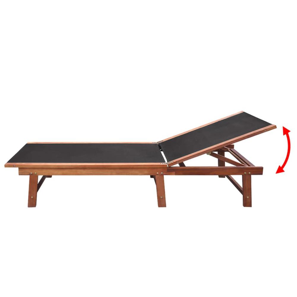 vidaXL Sun Lounger Solid Acacia Wood and Textilene, 41745. Picture 4
