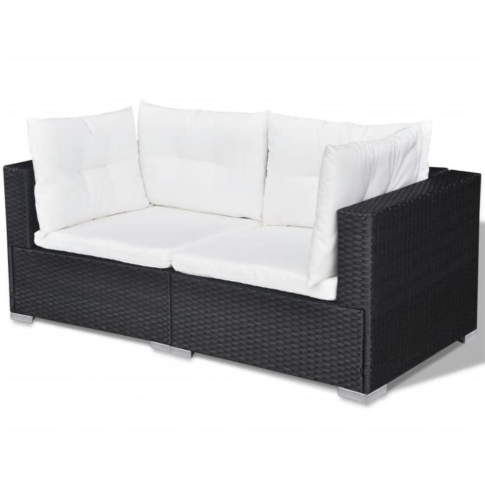 vidaXL 10 Piece Garden Lounge Set with Cushions Poly Rattan Black, 41878. Picture 6