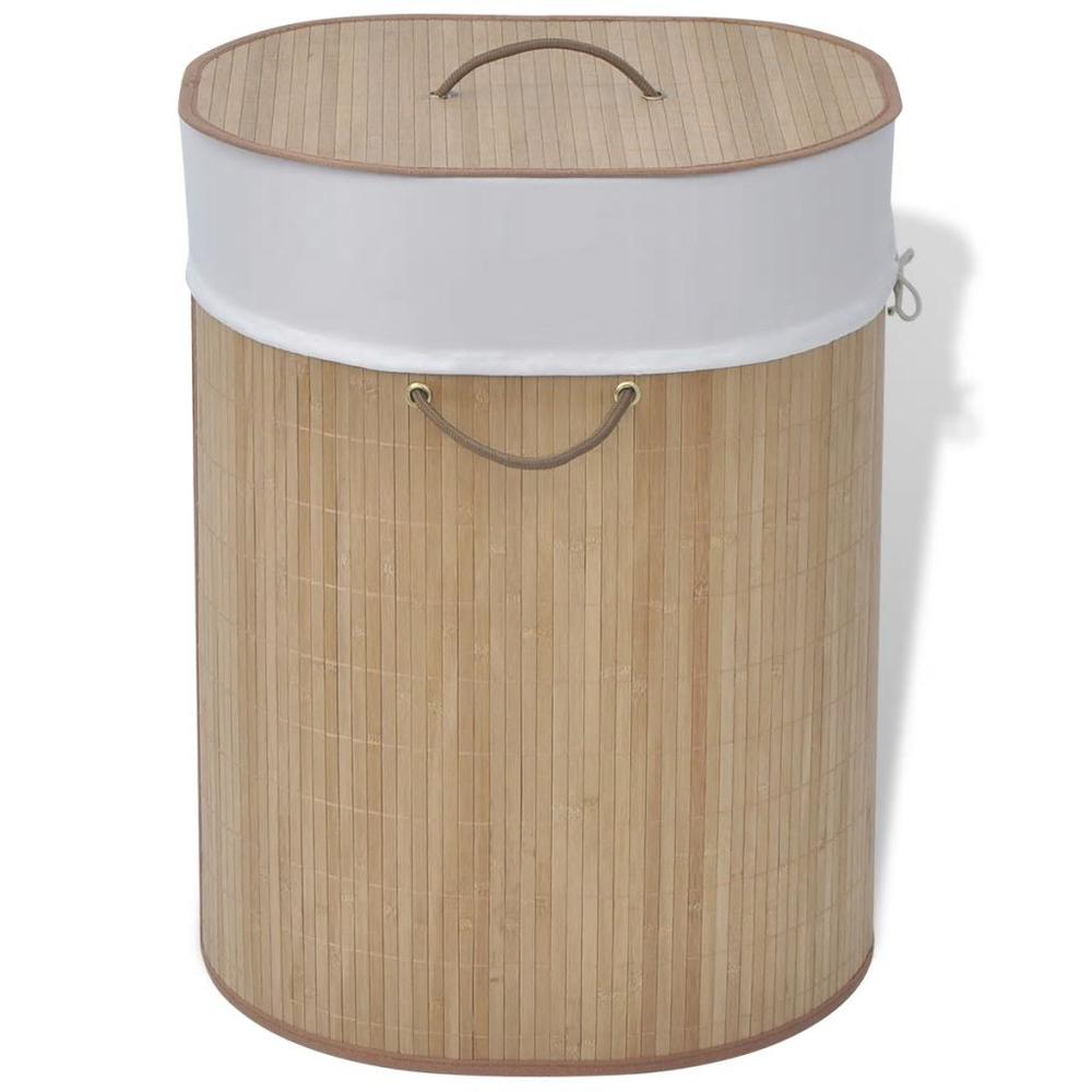 vidaXL Bamboo Laundry Bin Oval Natural, 242727. Picture 1