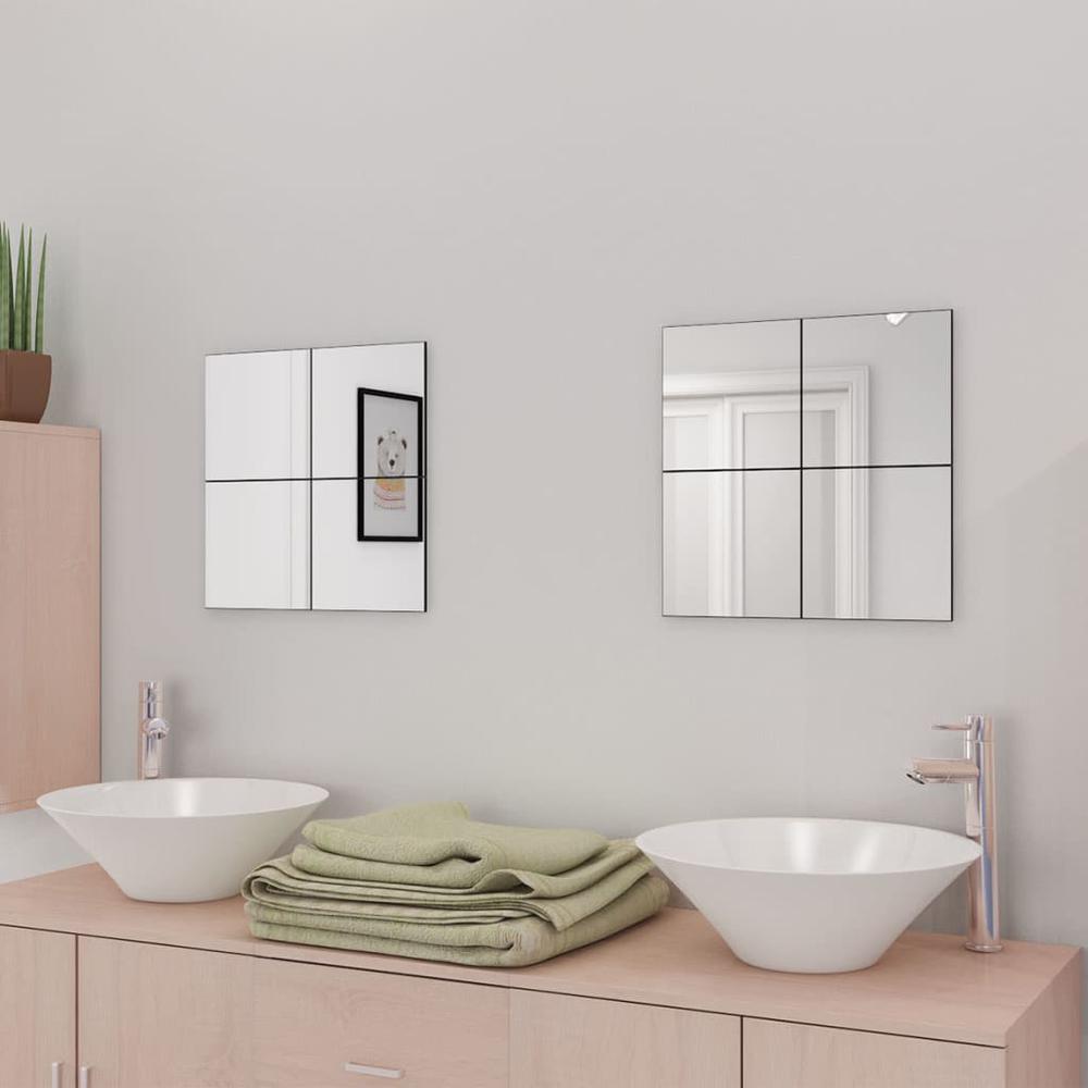 vidaXL Frameless Mirror Tiles Glass 8 pcs 8.1", 242729. Picture 3