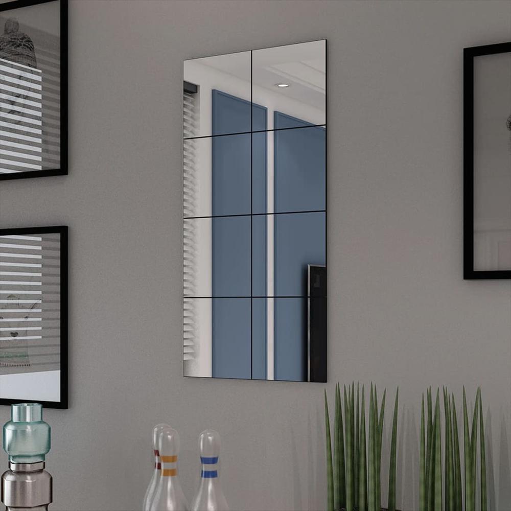 vidaXL Frameless Mirror Tiles Glass 8 pcs 8.1", 242729. Picture 1