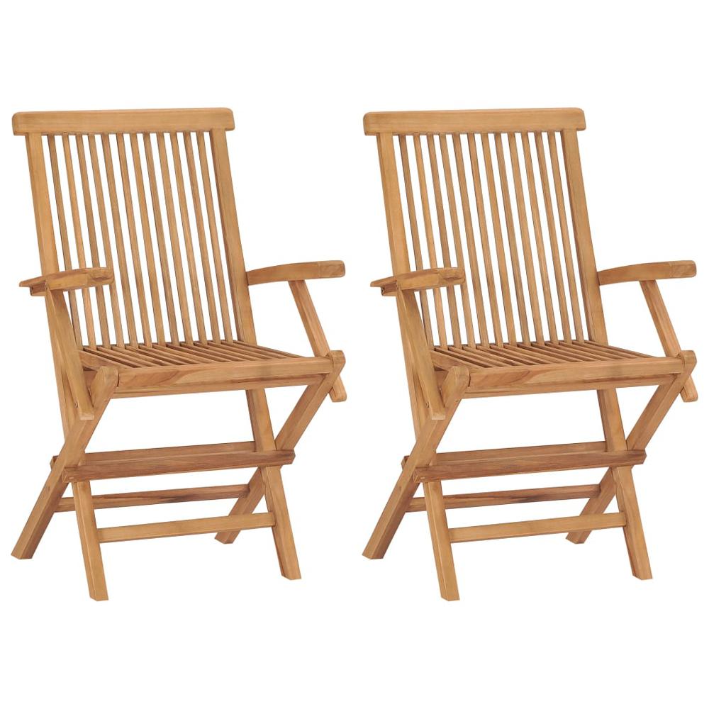 vidaXL Folding Garden Chairs 2 pcs Solid Teak Wood, 41999. Picture 1