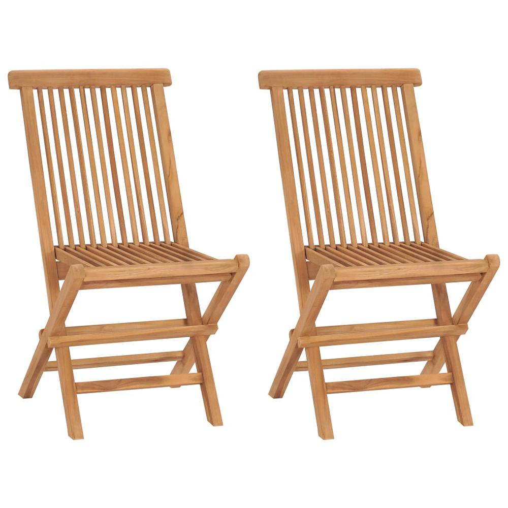 vidaXL Folding Garden Chairs 2 pcs Solid Teak Wood, 41993. Picture 1