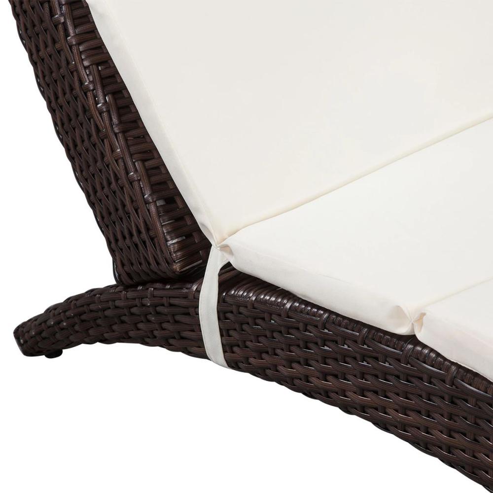 vidaXL Folding Sun Lounger with Cushion Poly Rattan Brown, 41808. Picture 2