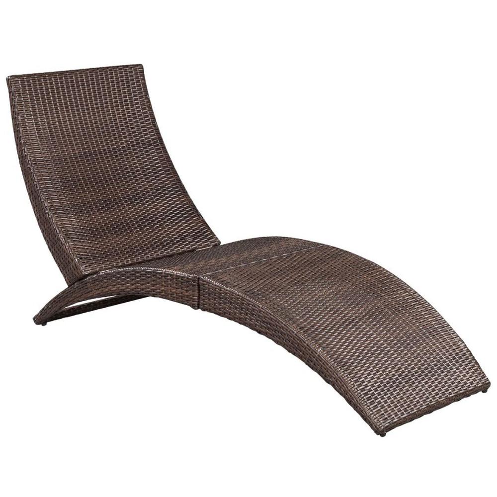 vidaXL Folding Sun Lounger with Cushion Poly Rattan Brown, 41808. Picture 4