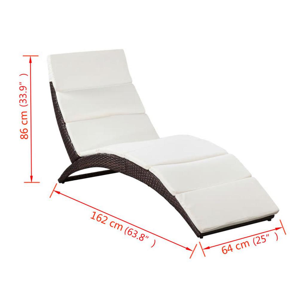 vidaXL Folding Sun Lounger with Cushion Poly Rattan Brown, 41808. Picture 6