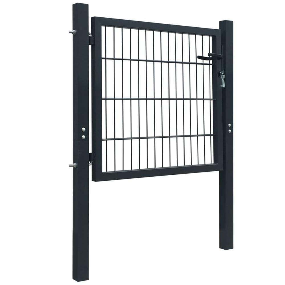 vidaXL Fence Gate Steel Anthracite 40.6"x59.1", 142026. Picture 2