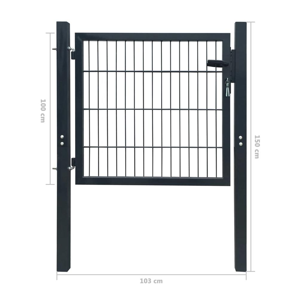 vidaXL Fence Gate Steel Anthracite 40.6"x59.1", 142026. Picture 6