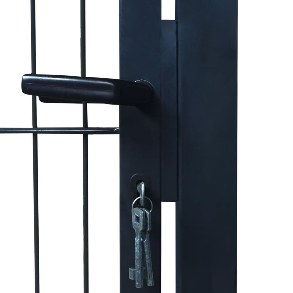 vidaXL Fence Gate Steel 40.6"x98.4" Anthracite, 142027. Picture 6